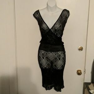 Sexy black crochet style dress